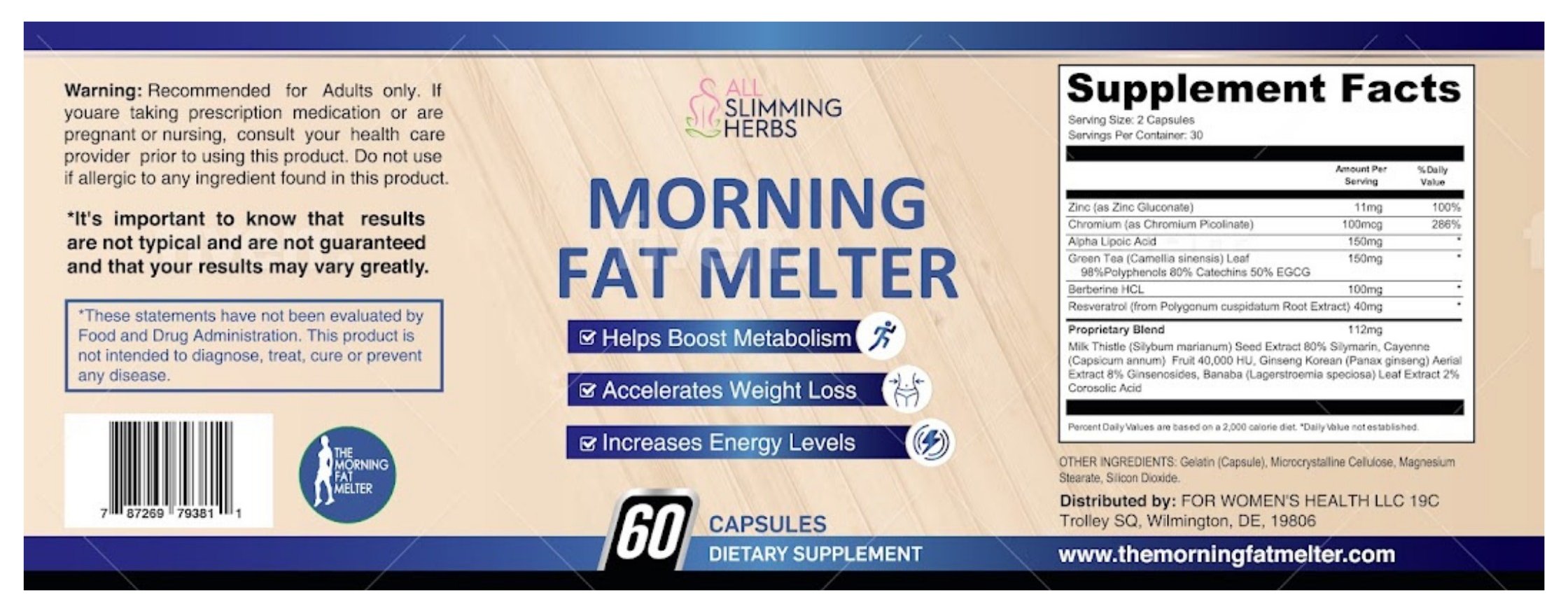 Morning Fat Melter weight loss supplement Facts